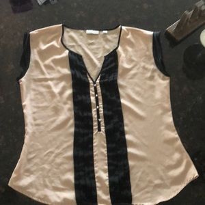Tan and black blouse